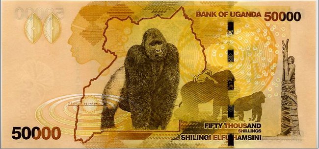 thumbnail image 2 of Uganda 2024 50,000 Shillings UNC Banknote – Gorilla Authentic Currency 2 of 4